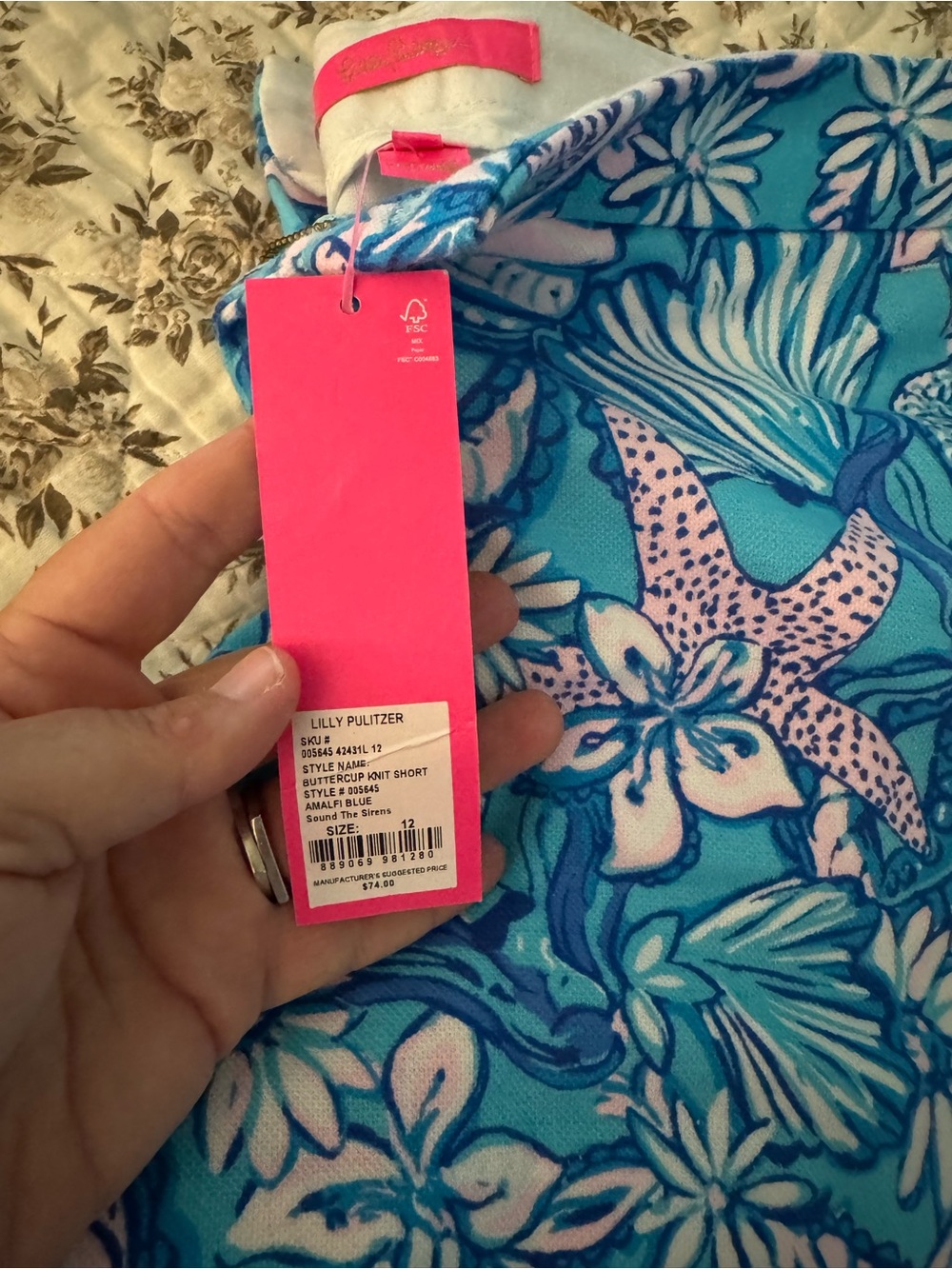 Lilly Pulitzer buttercup shorts Aqua & Pink Seashell Starfish Skort - Picture 2 of 2